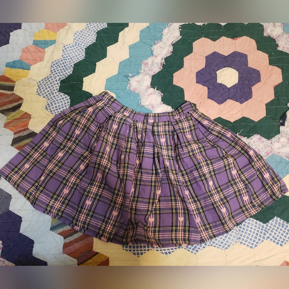 Purple Pink Plaid With Hearts Skirt Hot Topic
